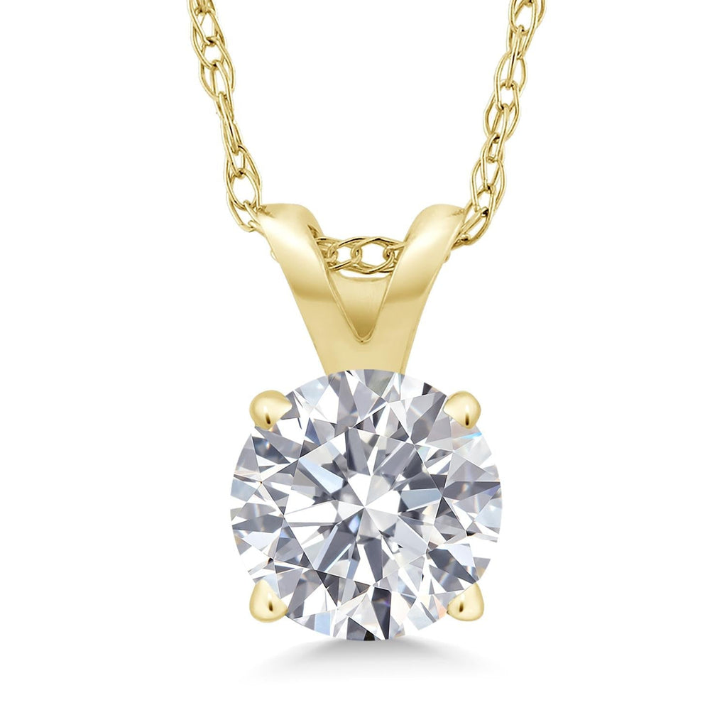 1.00 CTW Round Lab Grown Diamond Pendant Necklace in 14K Gold | AGI Certified | E-F Color, VS1-VS2 Clarity | 18 Inch Chain