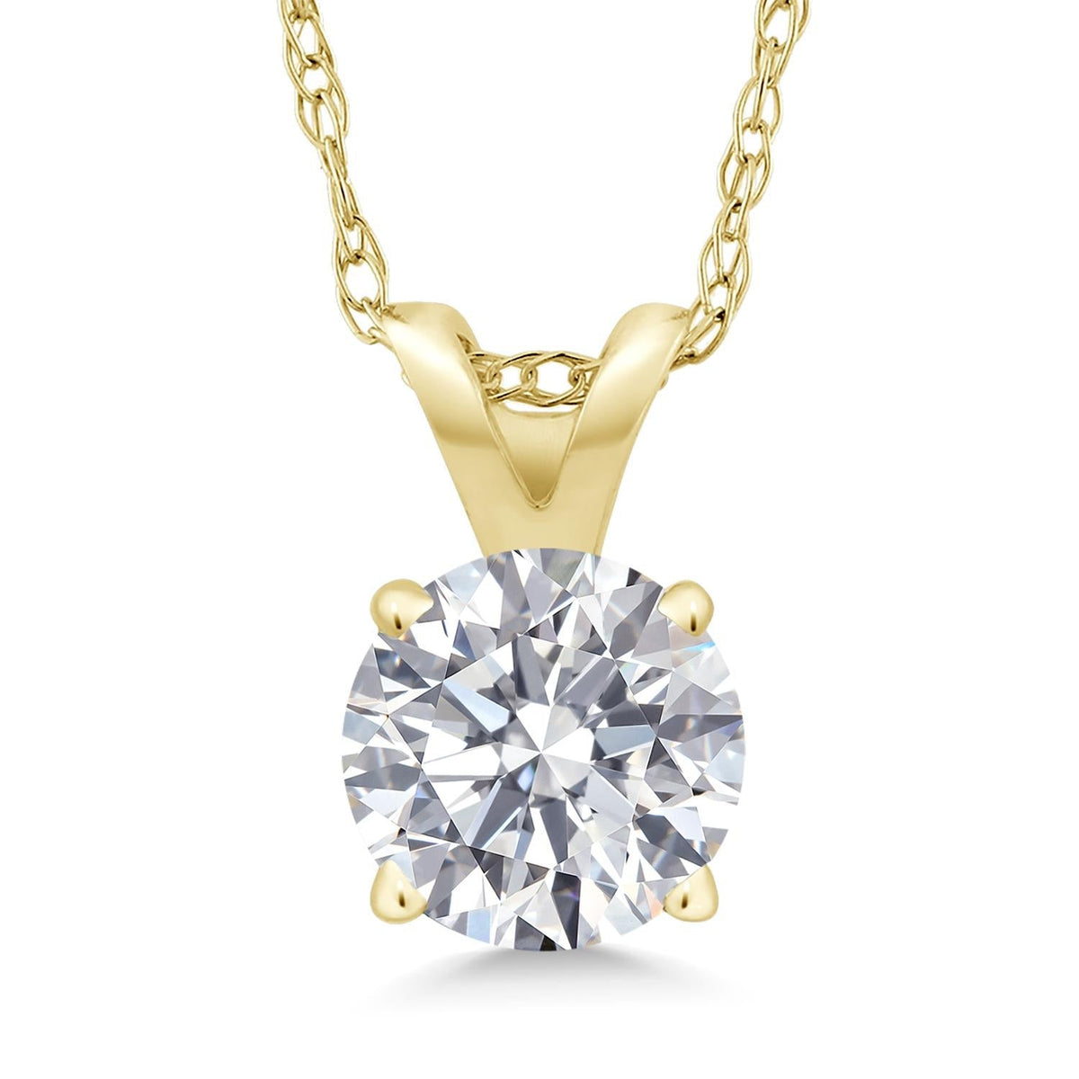 1.00 CTW Round Lab Grown Diamond Pendant Necklace in 14K Gold | AGI Certified | E-F Color, VS1-VS2 Clarity | 18 Inch Chain