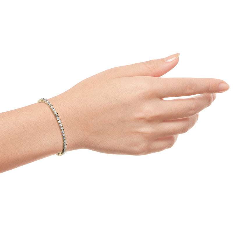 6ctw Created White Sapphire Tennis Bracelet - 3mm Stones - 14K Gold Overlay in White, Yellow or Rose Gold