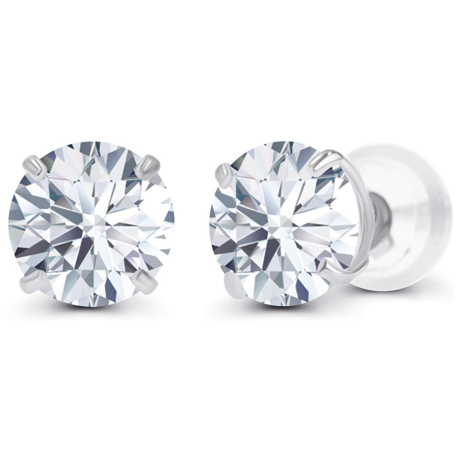 1.00 CTW Round Lab-Grown Diamond Stud Earrings in 14K White or Yellow Gold | G/VS-Clarity