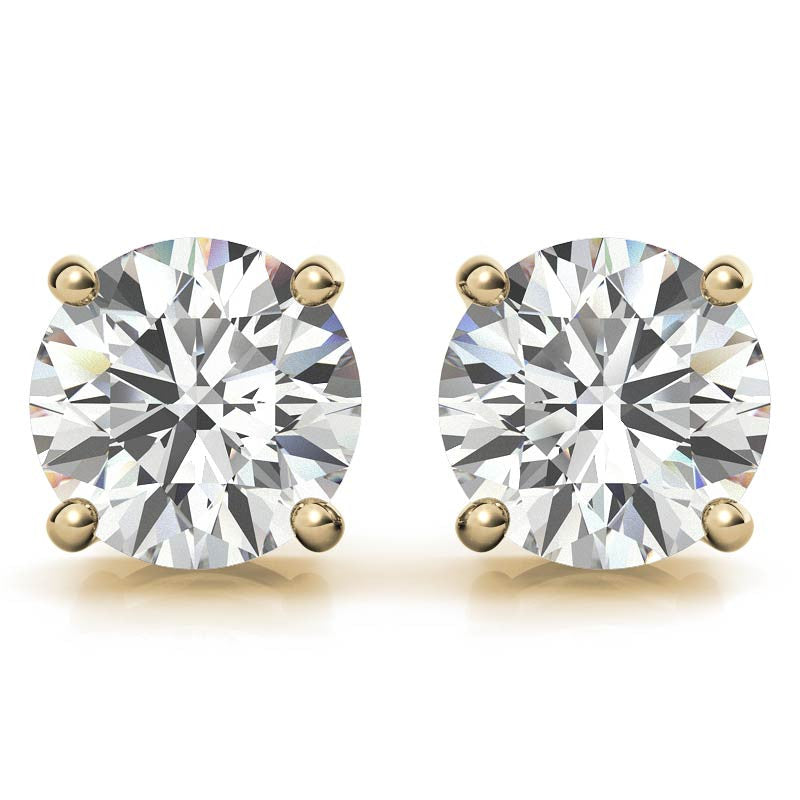 2.50 CTW AGI Certified Lab Grown Round Diamond Stud Earrings in 14K White or Yellow Gold (G/VS)