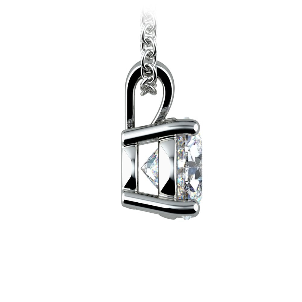0.5/ 0.75 Ctw Prong Set Round Diamond Pendant In White /Yellow Gold G-VS