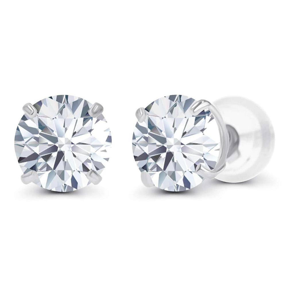 2.50 CTW AGI Certified Lab-Grown Diamond Stud Earrings in 14K White Gold – G Color, VS Clarity